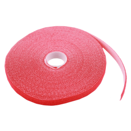 Стяжка-липучка, 12 мм x 10 м, моток, червона